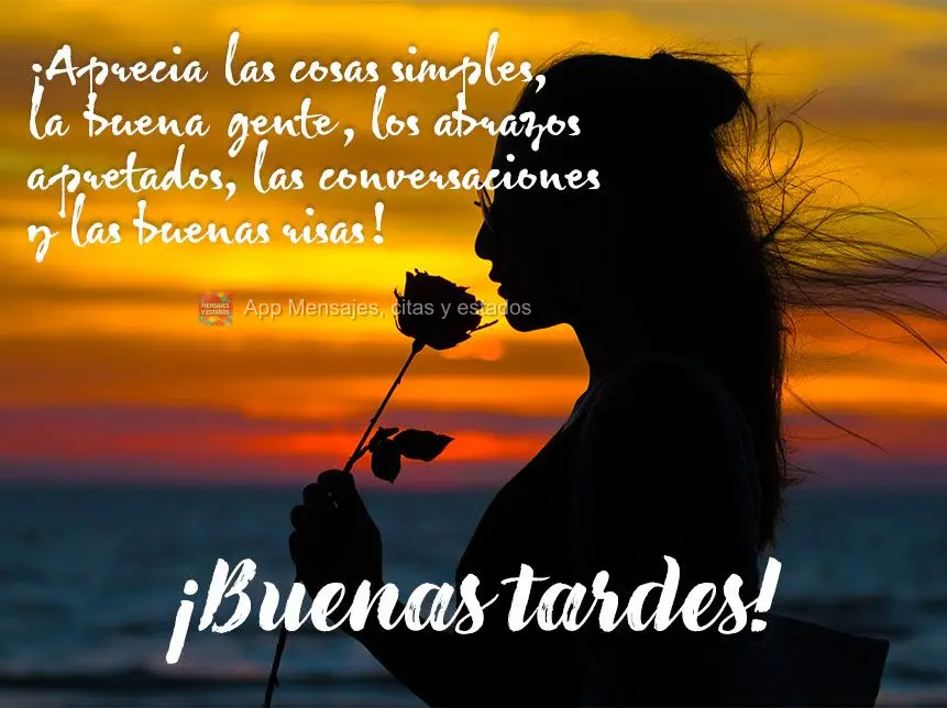 Aprecie coisas simples, pessoas do bem, abraços apertados, conversas e boas risadas!  Feliz tarde!