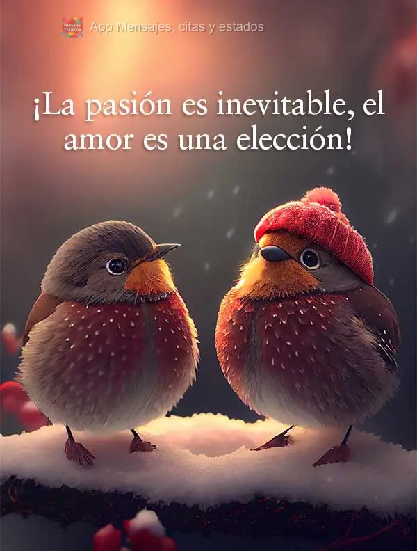 A paixão é inevitável, amar é uma escolha!
