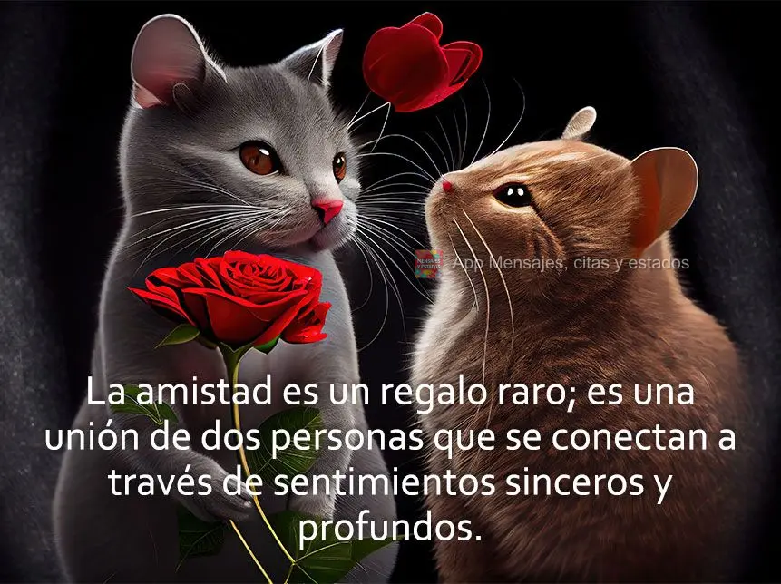 La amistad es un regalo raro; es una unión de dos personas que se conectan a través de sentimientos sinceros y profundos.