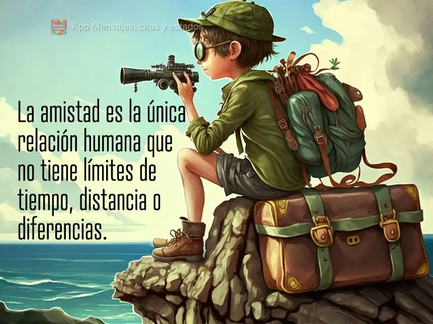A amizade é a única relação humana que não tem limites de tempo, distância ou diferenças.