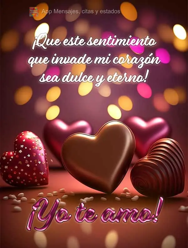 Que seja doce e eterno esse sentimento que invade o meu coração! Eu te amo!