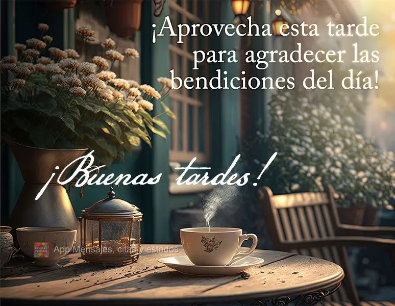 ¡Aprovecha esta tarde para agradecer las bendiciones del día! ¡Buenas tardes!