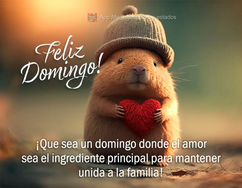 ¡Que sea un domingo donde el amor sea el ingrediente principal para mantener unida a la familia! ¡Feliz Domingo!