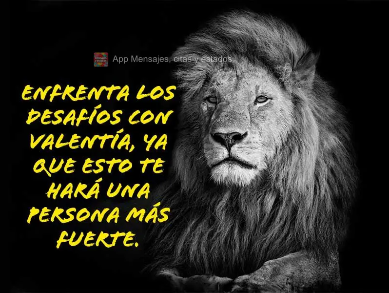 Enfrente os desafios com coragem, pois isso fará de você uma pessoa mais forte.