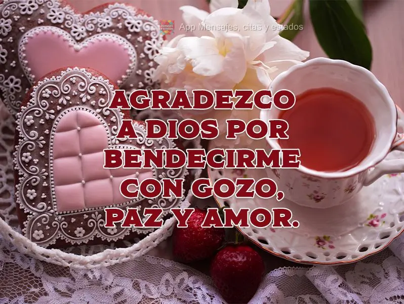 Agradezco a Dios por bendecirme con gozo, paz y amor.