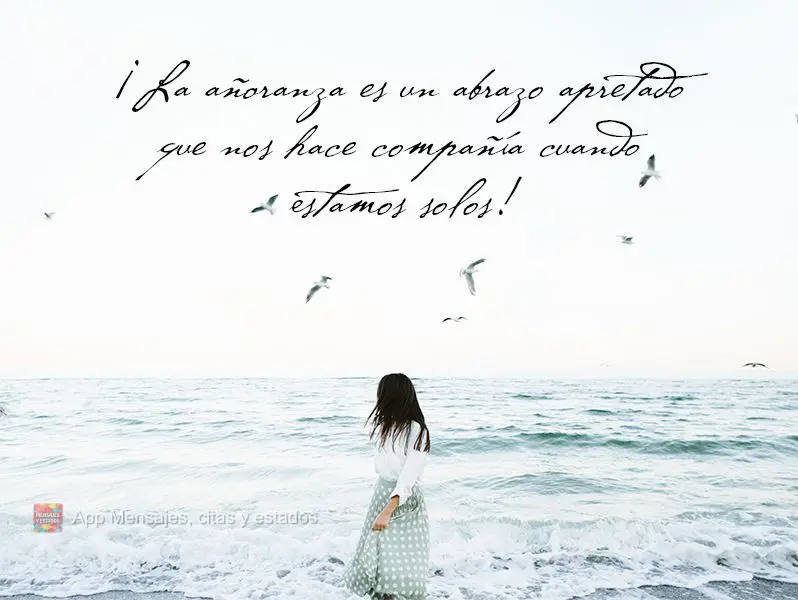 ¡La añoranza es un abrazo apretado que nos hace compañía cuando estamos solos!
