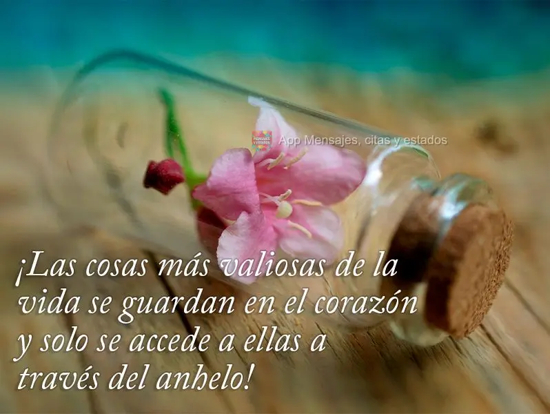 ¡Las cosas más valiosas de la vida se guardan en el corazón y solo se accede a ellas a través del anhelo!