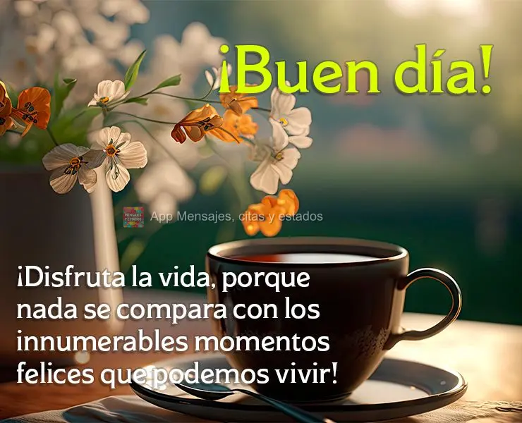 Aprecie a vida, porque nada se compara aos inúmeros momentos felizes que podemos viver! Bom dia!