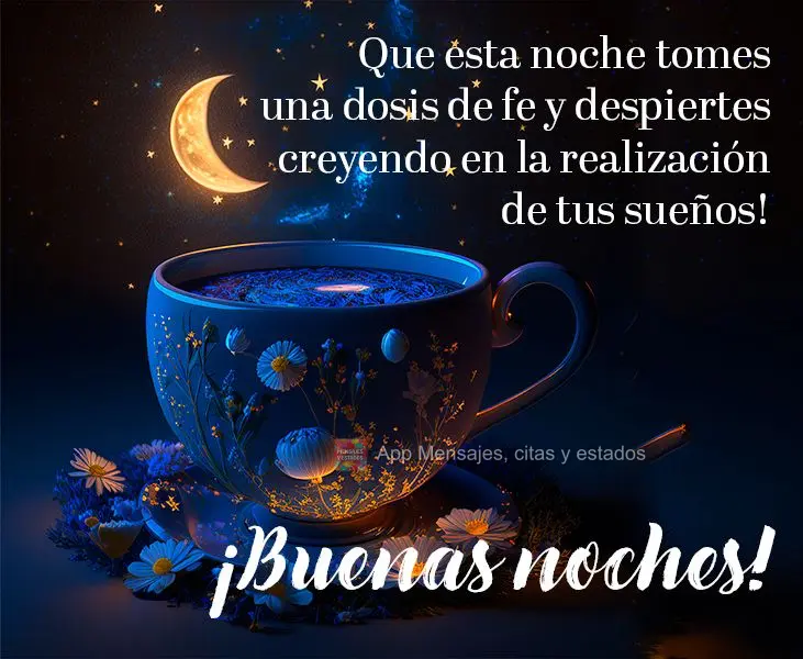 Que nesta noite você tome uma dose de fé e amanheça acreditando nas realizações dos seus sonhos! Boa noite!