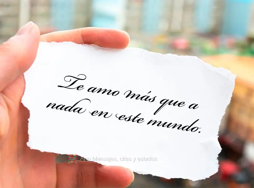 Te amo más que a nada en este mundo.