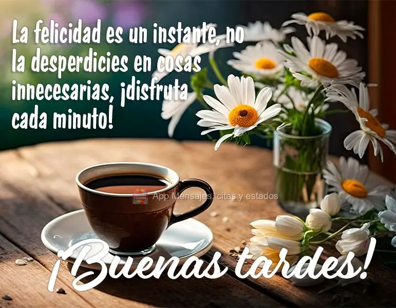 La felicidad es un instante, no la desperdicies en cosas innecesarias, ¡disfruta cada minuto! ¡Buenas tardes!