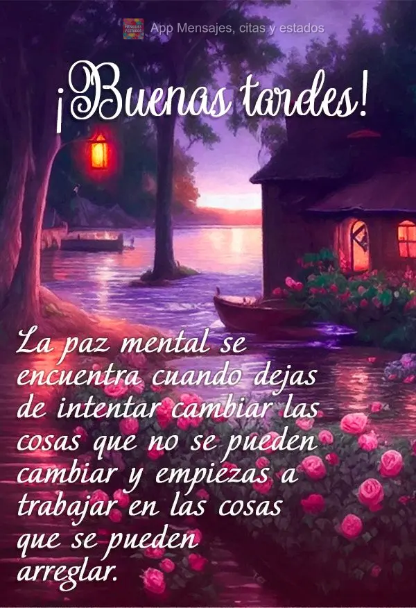 Paz de espírito é encontrada quando você parar de tentar mudar as coisas que não podem ser mudadas e começar a trabalhar nas coisas que podem ser la...
