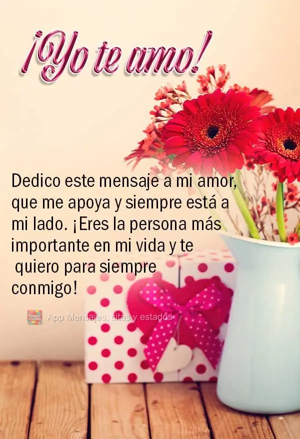 Dedico essa mensagem ao meu amor, que me apoia e está sempre ao meu lado. Você é a pessoa mais importante da minha vida e te quero para sempre comigo!...