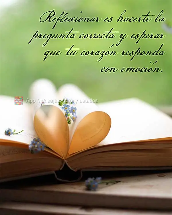 Reflexionar es hacerte la pregunta correcta y esperar que tu corazón responda con emoción.