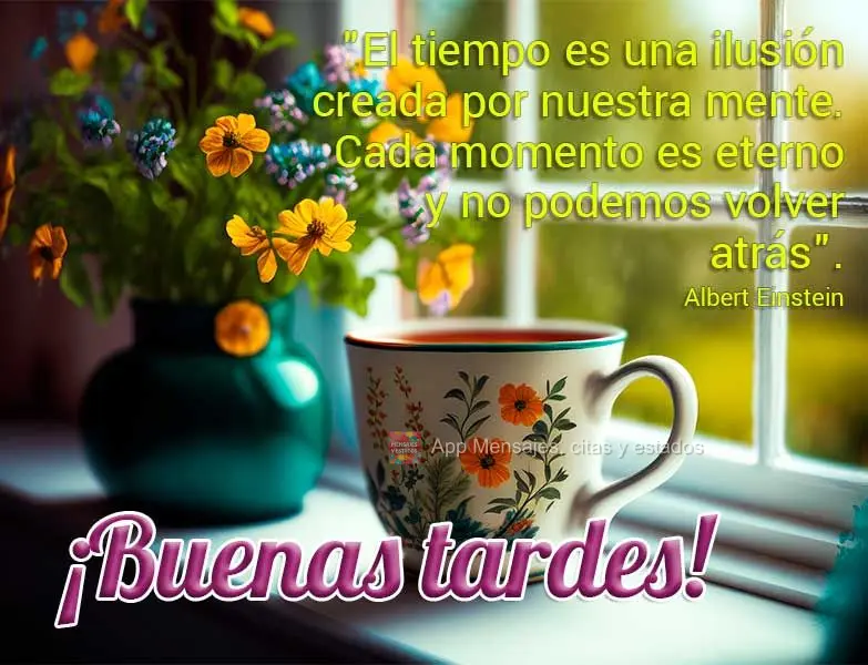 "O tempo é uma ilusão criada pela nossa mente. Cada momento é eterno, e não podemos voltar atrás." Boa tarde! Albert Einstein