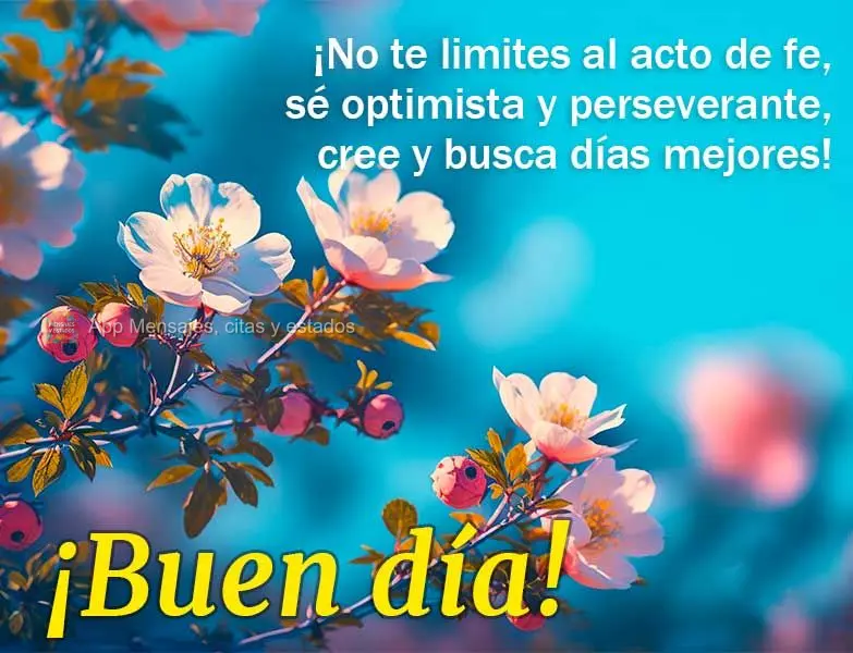 Não se limite ao ato de fé, seja otimista e perseverante, acredite e busque por dias melhores! Bom dia! 