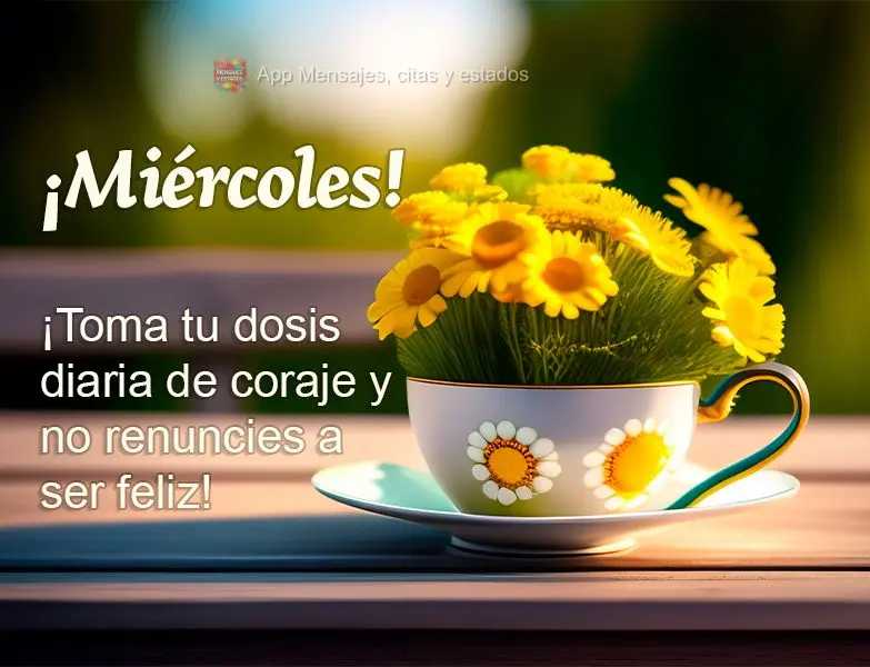 ¡Toma tu dosis diaria de coraje y no renuncies a ser feliz! ¡Miércoles!