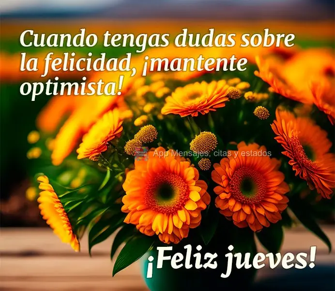 Cuando tengas dudas sobre la felicidad, ¡mantente optimista! ¡Feliz jueves!