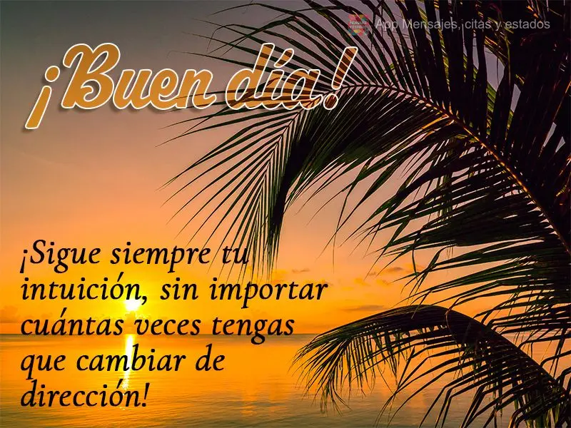 Siga sempre a sua intuição, não importa quantas vezes vai ser preciso trocar de direção! Bom dia!