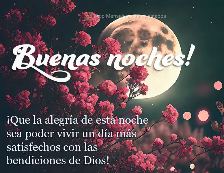 ¡Que la alegría de esta noche sea poder vivir un día más satisfechos con las bendiciones de Dios! ¡Buenas noches!