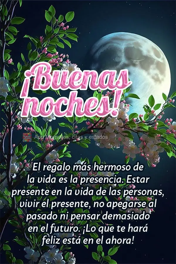 El regalo más hermoso de la vida es la presencia. Estar presente en la vida de las personas, vivir el presente, no apegarse al pasado ni pensar demasiad...