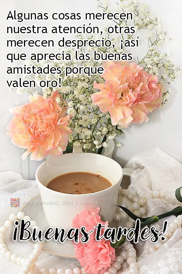 Algunas cosas merecen nuestra atención, otras merecen desprecio, ¡así que aprecia las buenas amistades porque valen oro! ¡Buenas tardes!