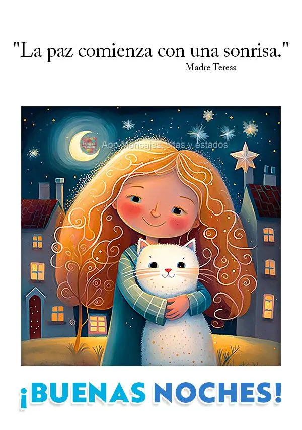 "A paz começa com um sorriso." Boa noite! Madre Teresa