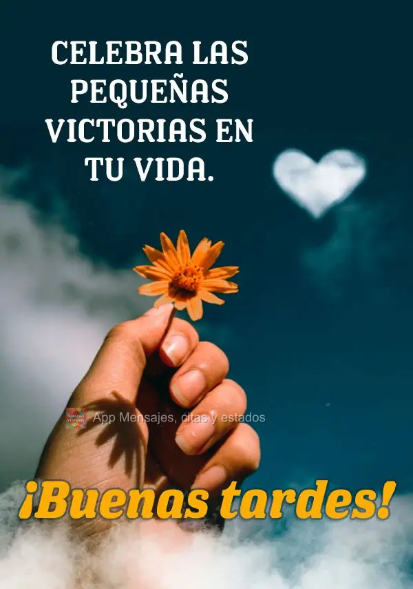 Celebra las pequeñas victorias en tu vida. ¡Buenas tardes!