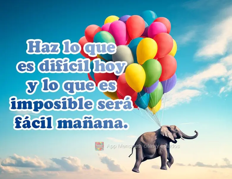 Faça o que é difícil hoje e o que é impossível ficará fácil amanhã.