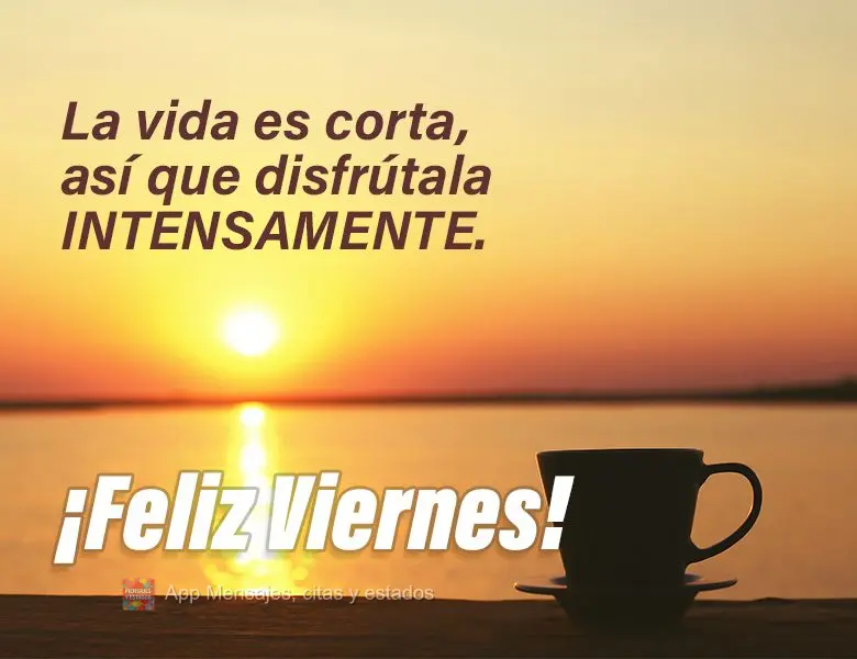 La vida es corta, así que disfrútala intensamente. ¡Feliz viernes!