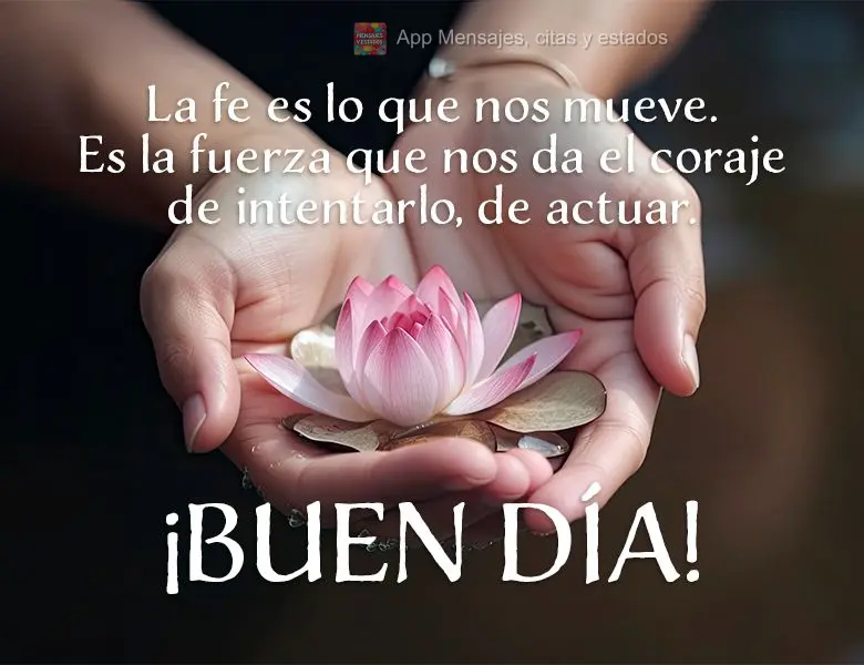 A fé é o que nos move. É a força que nos dá a coragem para tentar, para agir. Bom dia!