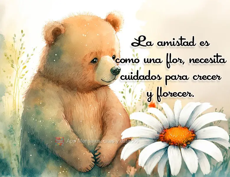 A amizade é como uma flor, precisa de cuidado para crescer e florescer.