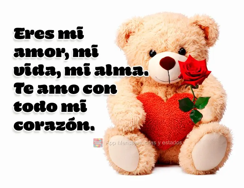 Você é o meu amor, a minha vida, a minha alma. Eu te amo com todo o meu coração.