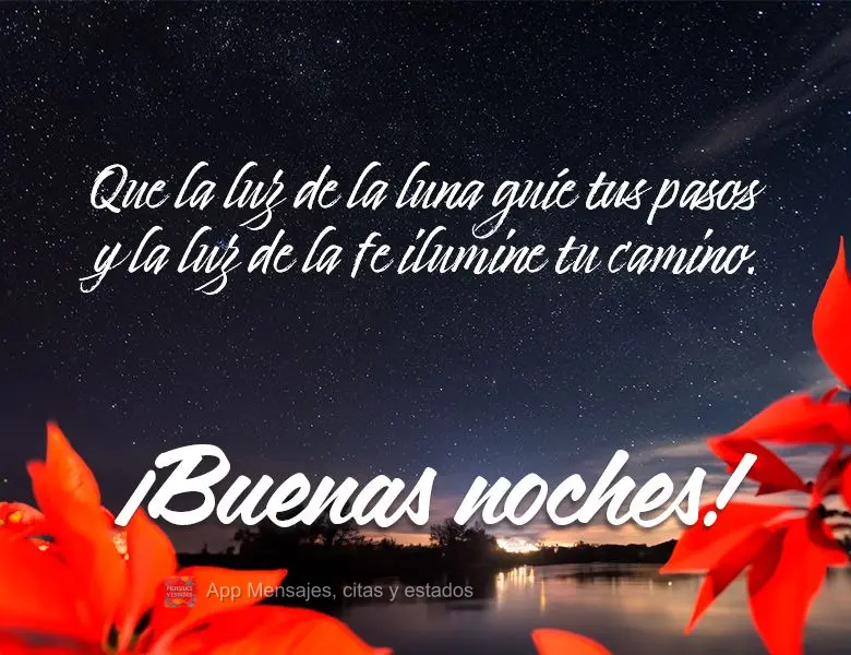 Que la luz de la luna guíe tus pasos y la luz de la fe ilumine tu camino. ¡Buenas noches!