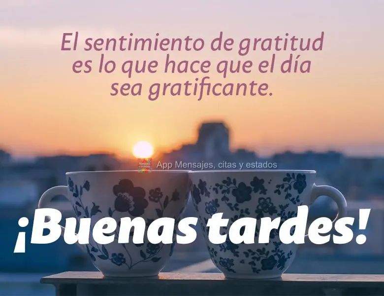 El sentimiento de gratitud es lo que hace que el día sea gratificante. ¡Buenas tardes!
