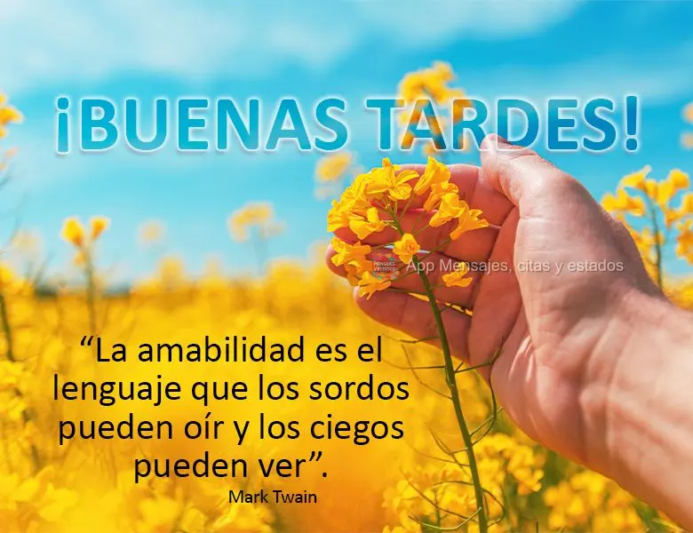 “A gentileza é a linguagem que o surdo pode ouvir e o cego pode ver.” Boa tarde! Mark Twain