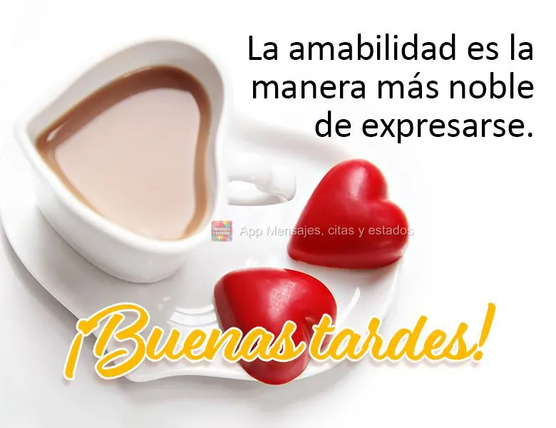 La amabilidad es la manera más noble de expresarse. ¡Buenas tardes!