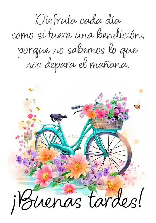 Aproveite cada dia como se fosse uma bênção, pois não sabemos o que o amanhã nos reserva. Boa tarde!