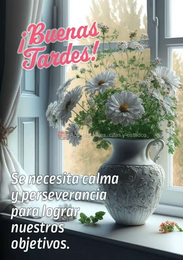 Se necesita calma y perseverancia para lograr nuestros objetivos. ¡Buenas tardes!