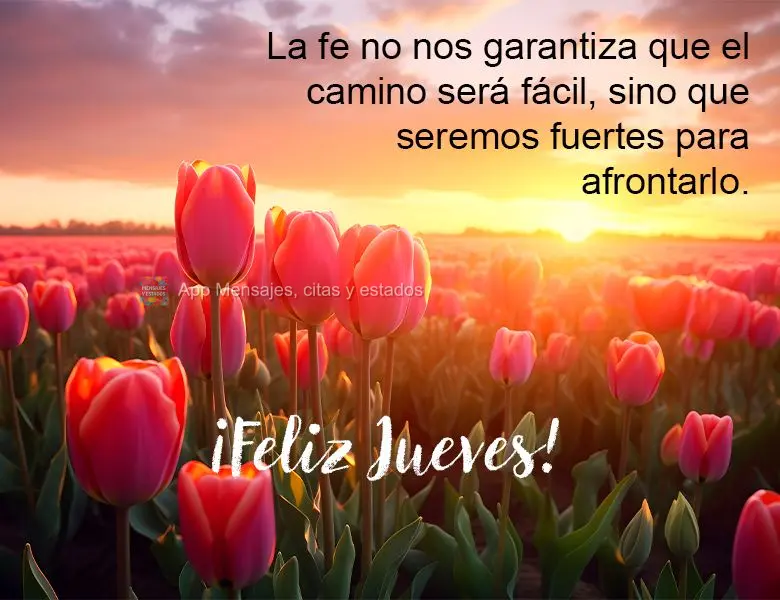 La fe no nos garantiza que el camino será fácil, sino que seremos fuertes para afrontarlo. ¡Feliz jueves!