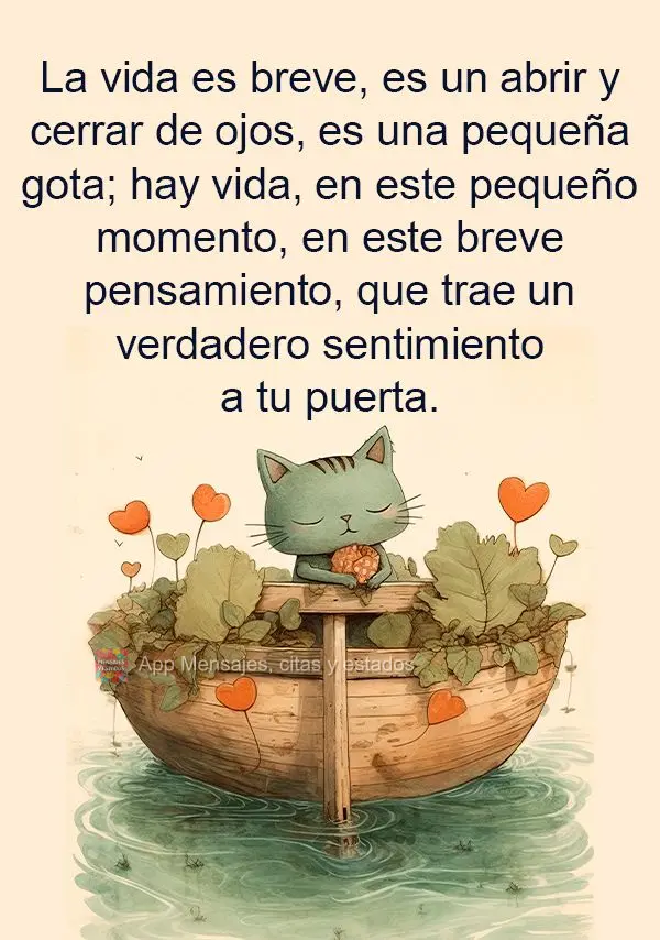 La vida es breve, es un abrir y cerrar de ojos, es una pequeña gota; hay vida, en este pequeño momento, en este breve pensamiento, que trae un verdader...