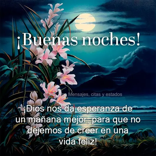 Deus nos dá a esperança de um amanhã melhor, para que não deixemos de acreditar em uma vida feliz!  Boa noite!