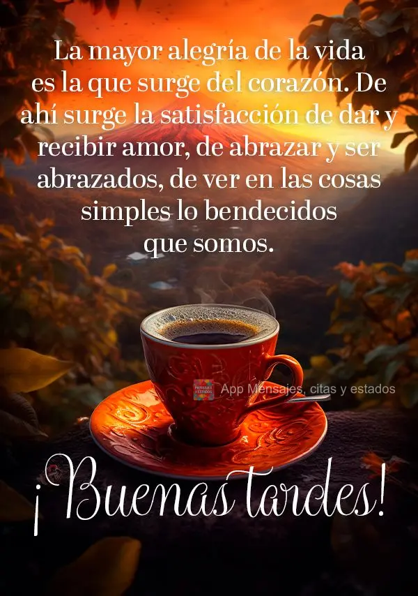 A maior alegria da vida é aquela que vem do coração. É onde se encontra a satisfação de dar e receber amor, de abraçar e ser abraçado, de enxerga...