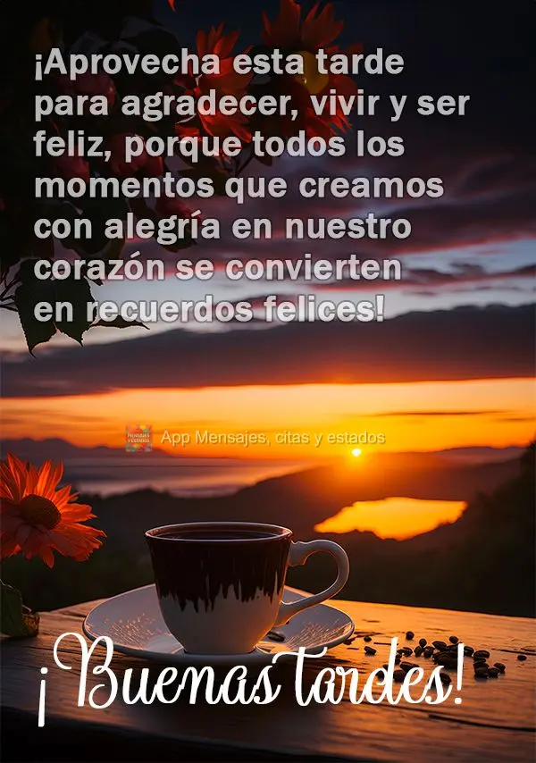 Aproveita esta tarde para agradecer, para viver e ser feliz, pois todas os momentos que a gente cria com alegria no coração, se torna memórias felizes...