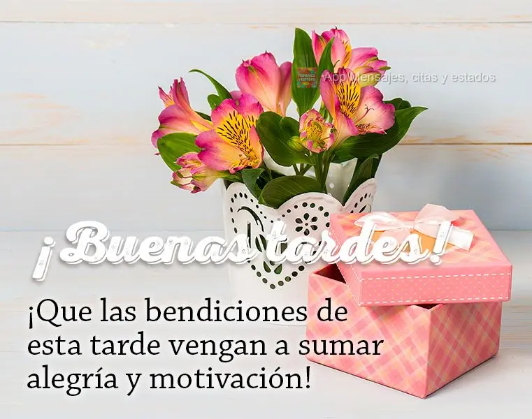 Que as bênçãos desta tarde venham para acrescentar alegria e motivação! Boa tarde!