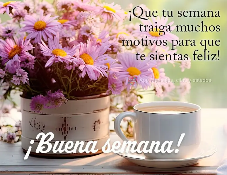¡Que tu semana traiga muchos motivos para que te sientas feliz! ¡Buena semana!