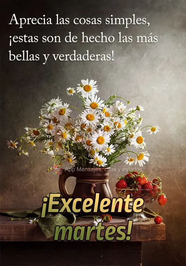 Aprecia las cosas simples, ¡estas son de hecho las más bellas y verdaderas! ¡Excelente martes!