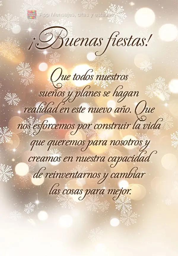 Que todos nuestros sueños y planes se hagan realidad en este nuevo año. Que nos esforcemos por construir la vida que queremos para nosotros y creamos e...