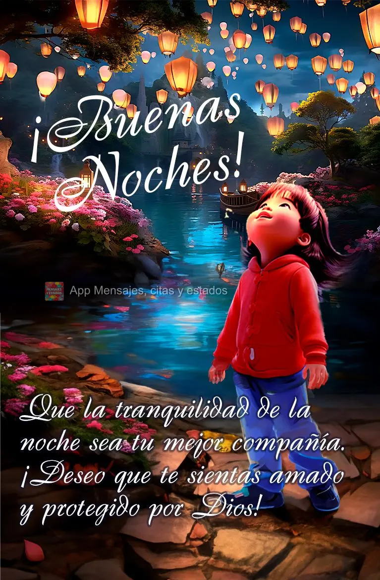 Que a tranquilidade da noite seja sua melhor companhia. Desejo que você se sinta amado e protegido por Deus! Boa noite!