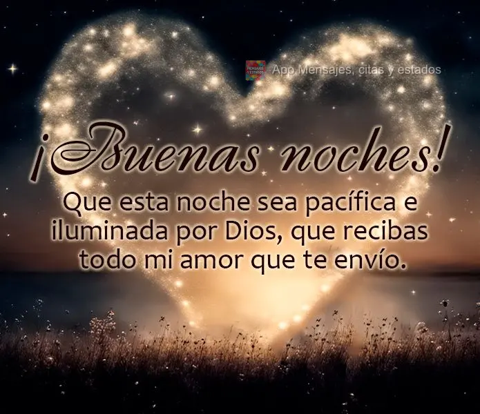 Que esta noite seja tranquila e iluminada por Deus, que possa receber todo o meu amor que envio à você. Boa noite!